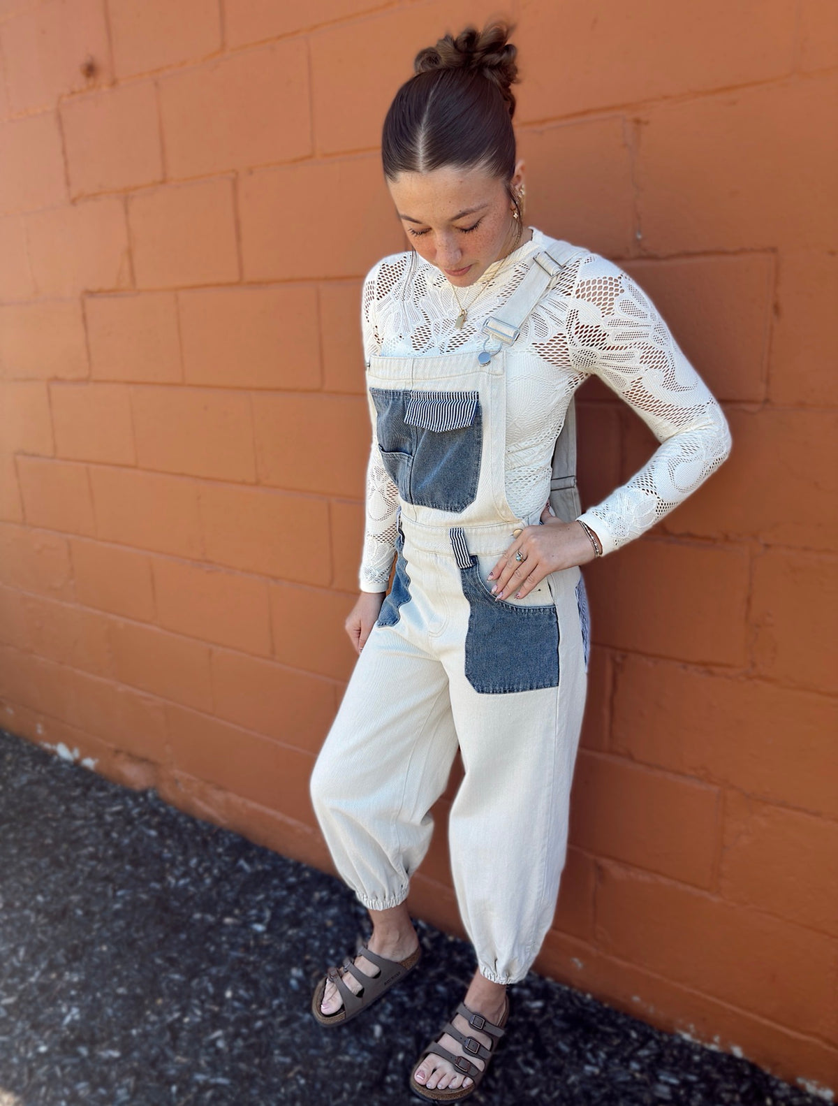 The Denim Detail Stripe Overalls
