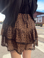 Leopard Tiered Lace Skort