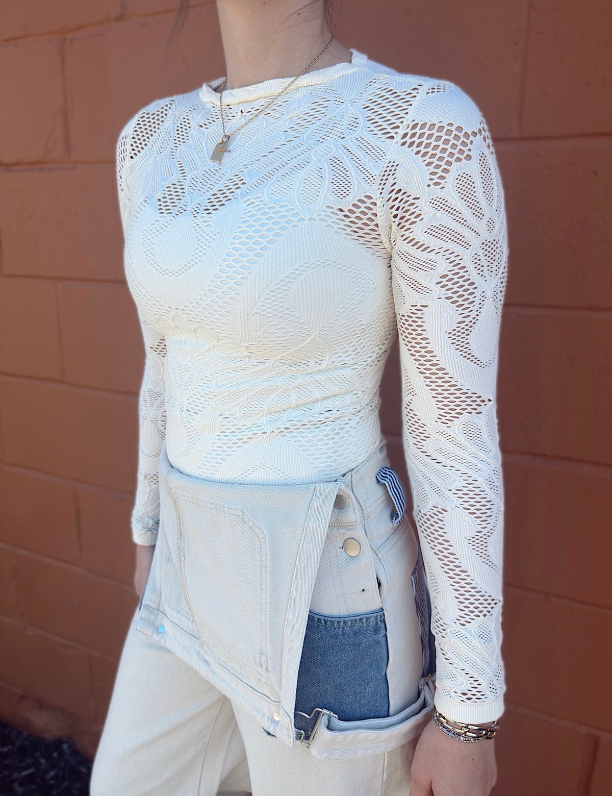 Jacquard Mock Neck Top
