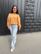 Orange Asymmetrical Shoulder Sweater