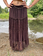 Meadow Bloom Tiered Midi Skirt