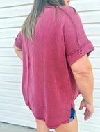 Curvy - Ribbed Cuff Sleeve Top