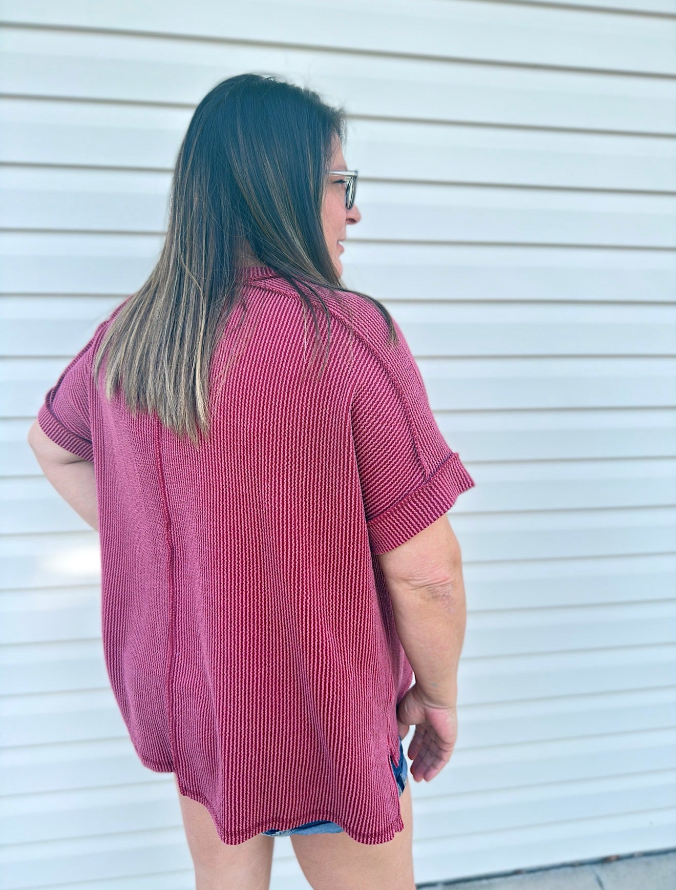 Curvy - Ribbed Cuff Sleeve Top