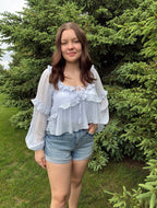 High Rise Denim Frayed Hem Shorts
