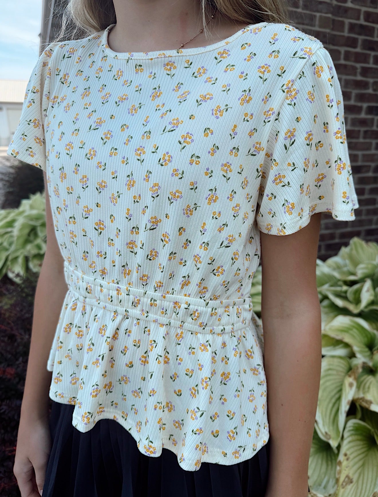 Tween - Flutter Sleeve Peplum Top