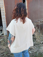 Curvy - Flared Hem Waffle Knit Casual Top