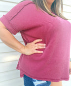 Curvy - Ribbed Cuff Sleeve Top