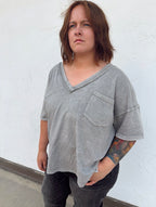 Curvy - Vintage Wash Boxy Knit Top