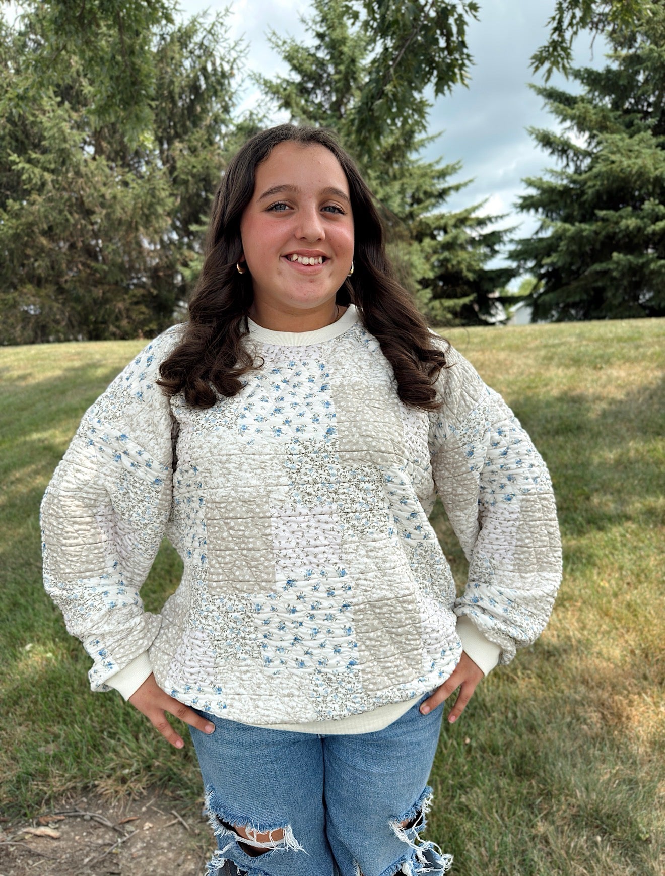 Bloom & Stitch Quilted Pullover