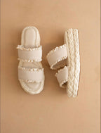 The Polly | Cream Ruffle Strap Platform Sandal