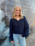Fall Drama Collar V-Neck Sweater