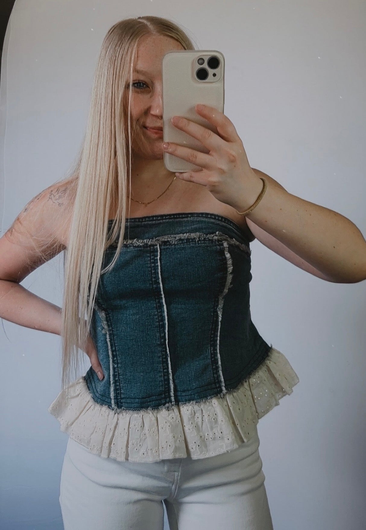 Denim Lace Tube Top