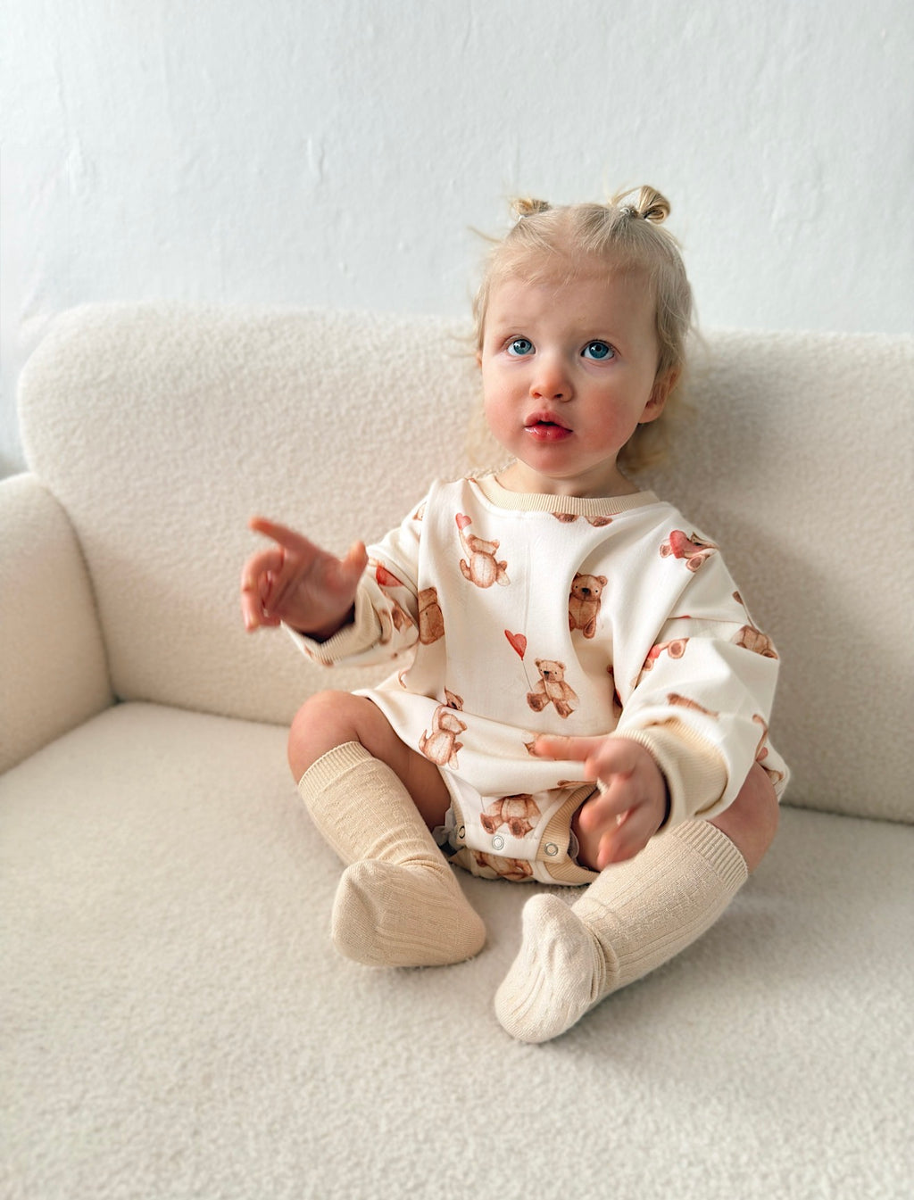 Teddy Bear Hearts Sweatshirt Romper