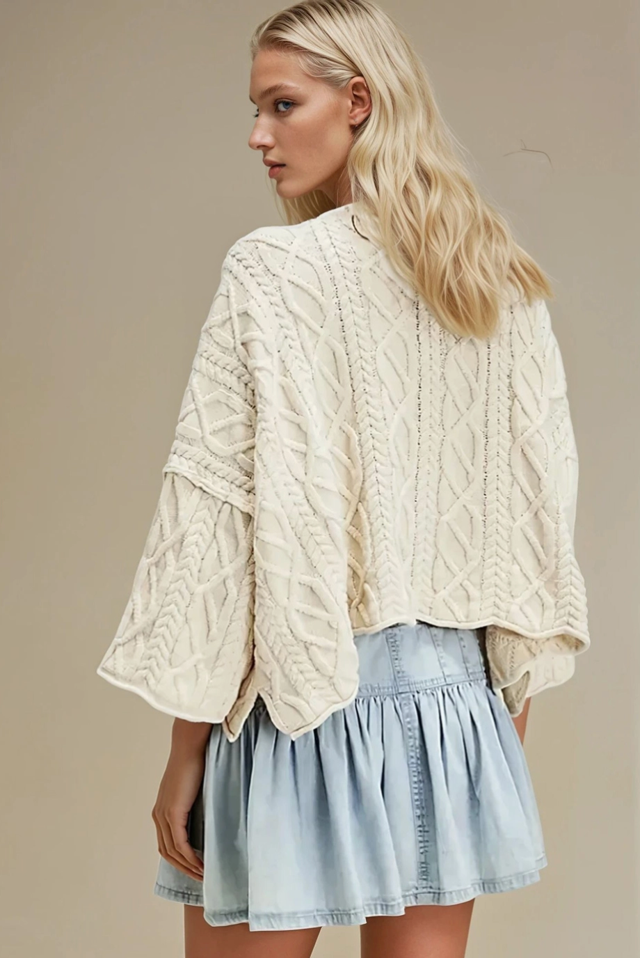 Cropped Cable Knit Sweater