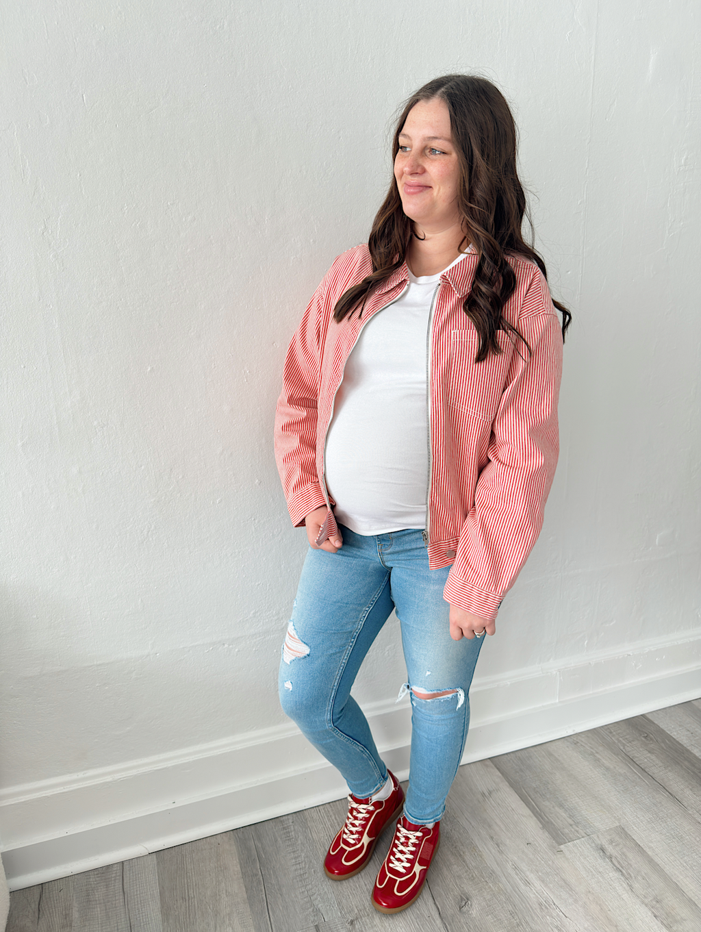 Stripe Stretch Zip-Up Jacket