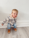 Cream & Navy Plaid Flannel