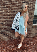 Ruffle Detail Shoulder Tie Flare Romper