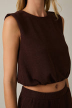Bubble Hem Sleeveless Top & Jogger Set