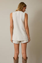 V-Neck Sleeveless Tunic & Pleated Shorts Set