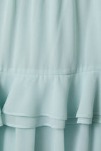Ruffle Detail Shoulder Tie Flare Romper