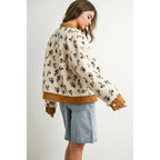 Floral  Collared Button-Down Jacket