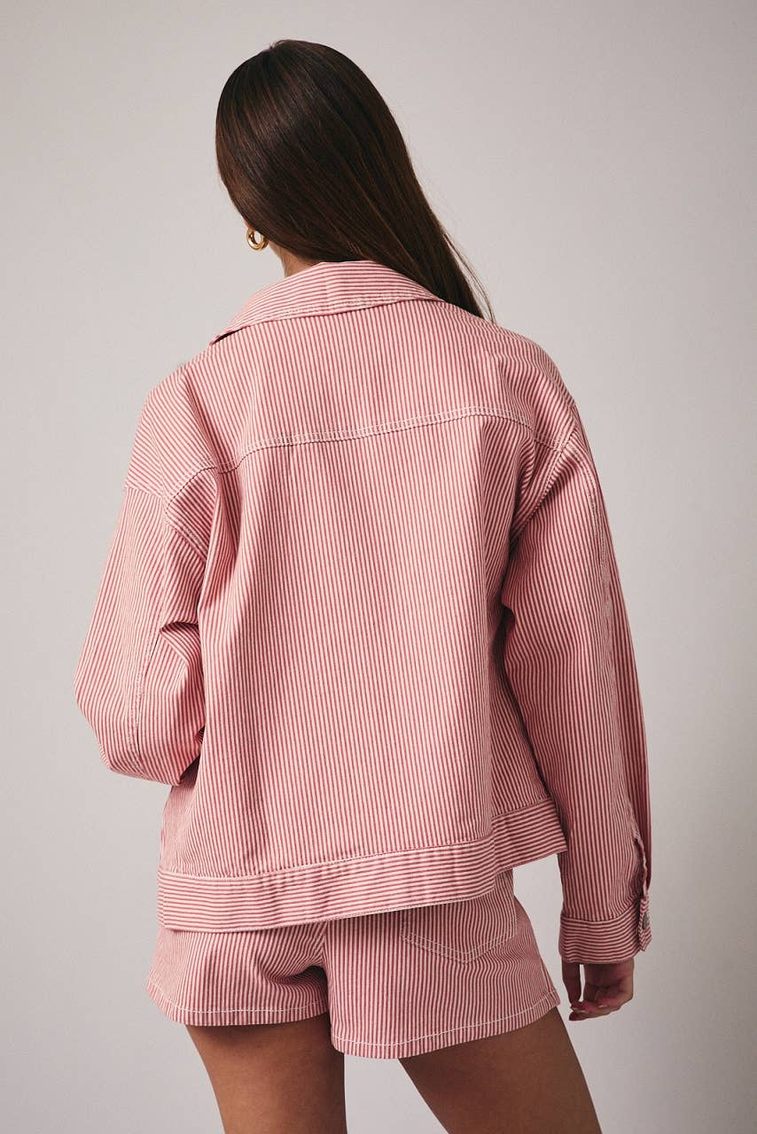 Stripe Stretch Zip-Up Jacket