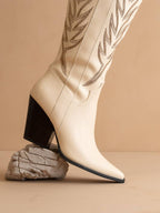 Off White Knee High Cowboy Boot